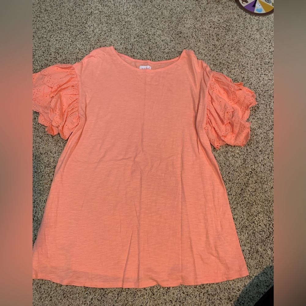 Isabel Maternity by Ingrid & Isabel Coral Blouse with Lace Sleeves